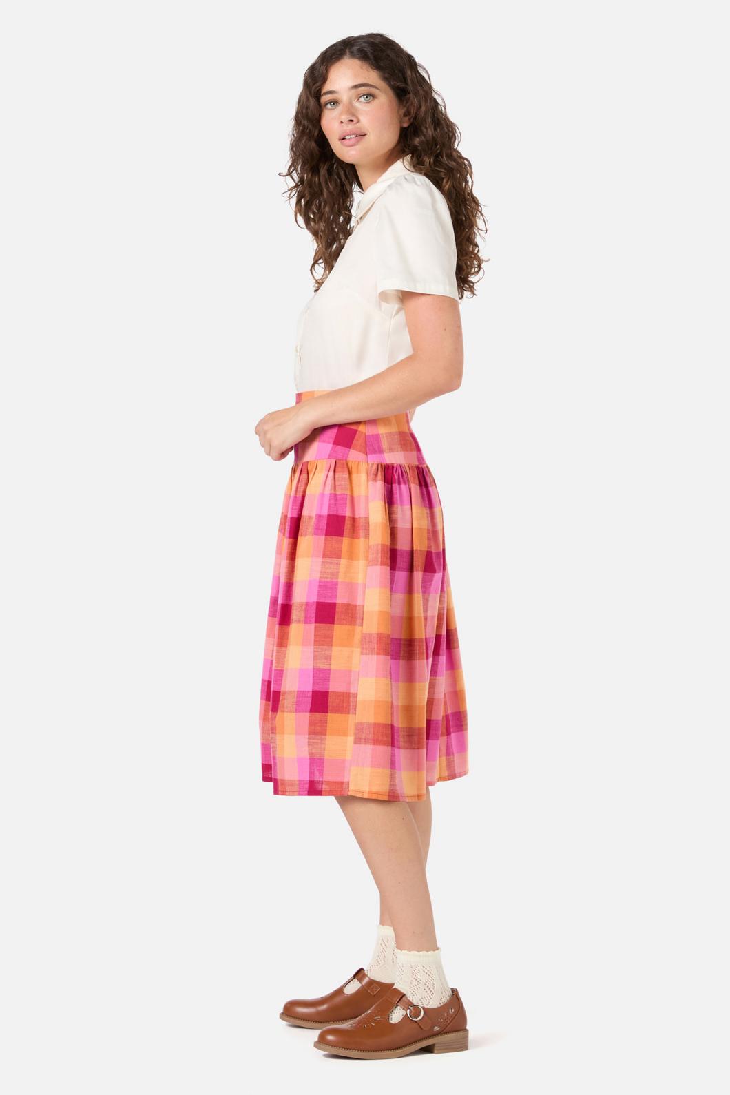 Maxine Check Midi Skirt 100% Cotton