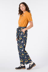 Chickens Print Tapered Cotton Pants