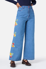 Fruit Embroidered Denim Jean