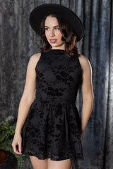 Thora Gothic Floral Romper Mini Dress