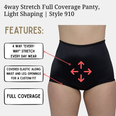 4way Stretch Full Coverage Panty, Light Shaping | Style 910