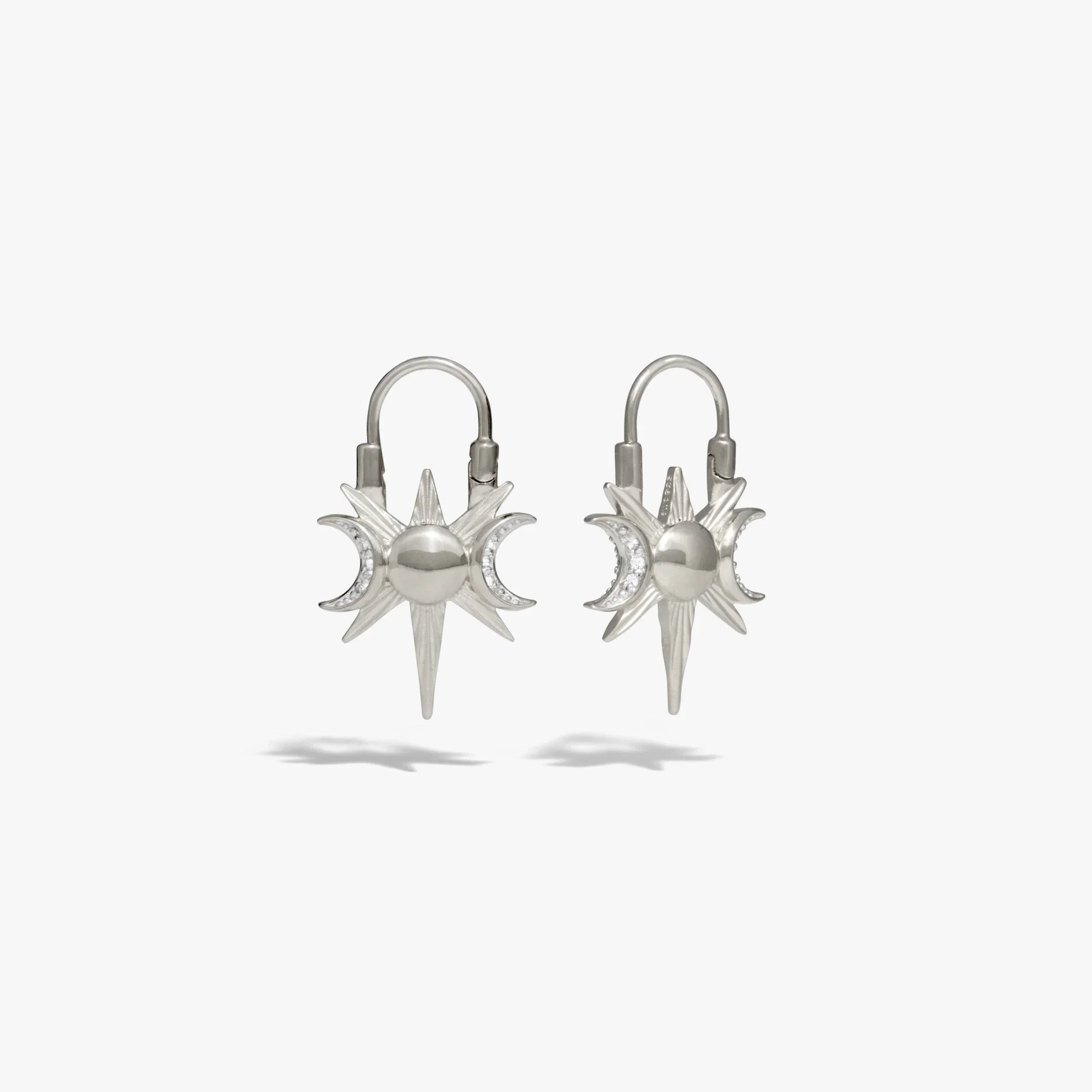 Spiked Triple Moon Huggie Earrings