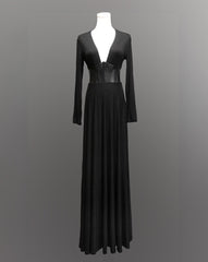 Blair - Jersey Maxi Dress with Vegan Leather Corset Waist